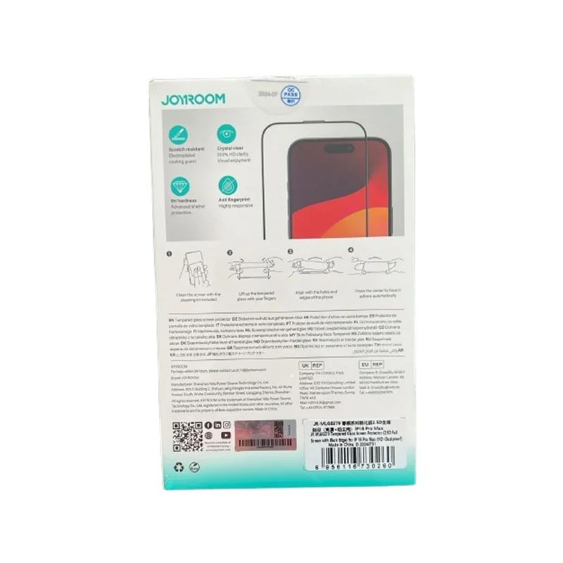 Joyroom JR-MLG0279 Tempered Glass Screen Protector for iPhone 16 Pro Max (HD+Dustproof)