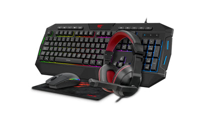 HAVIT GAMING COMBO 4 IN 1 (KEYBOARD + MOUSE+ HEADPHONE + MOUSE PAD) KB501CM