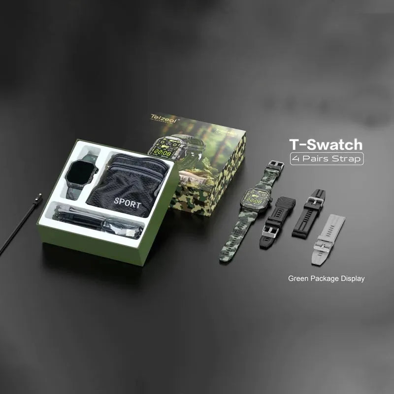 Telzeal Germany T-swatch Sports Watch With 4 strap with side belt pouch