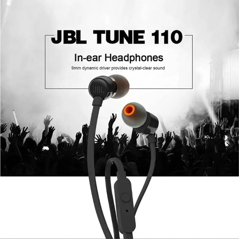 JBL Tune 110 3.5mm Wired Earphones With Mic - Black